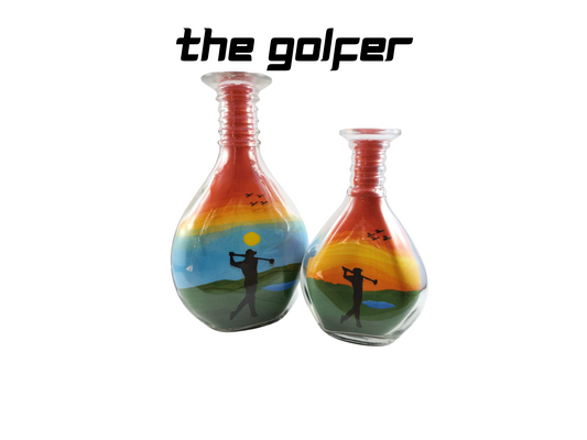 The Golfer - Sand Art Bottle - 100% Handmade